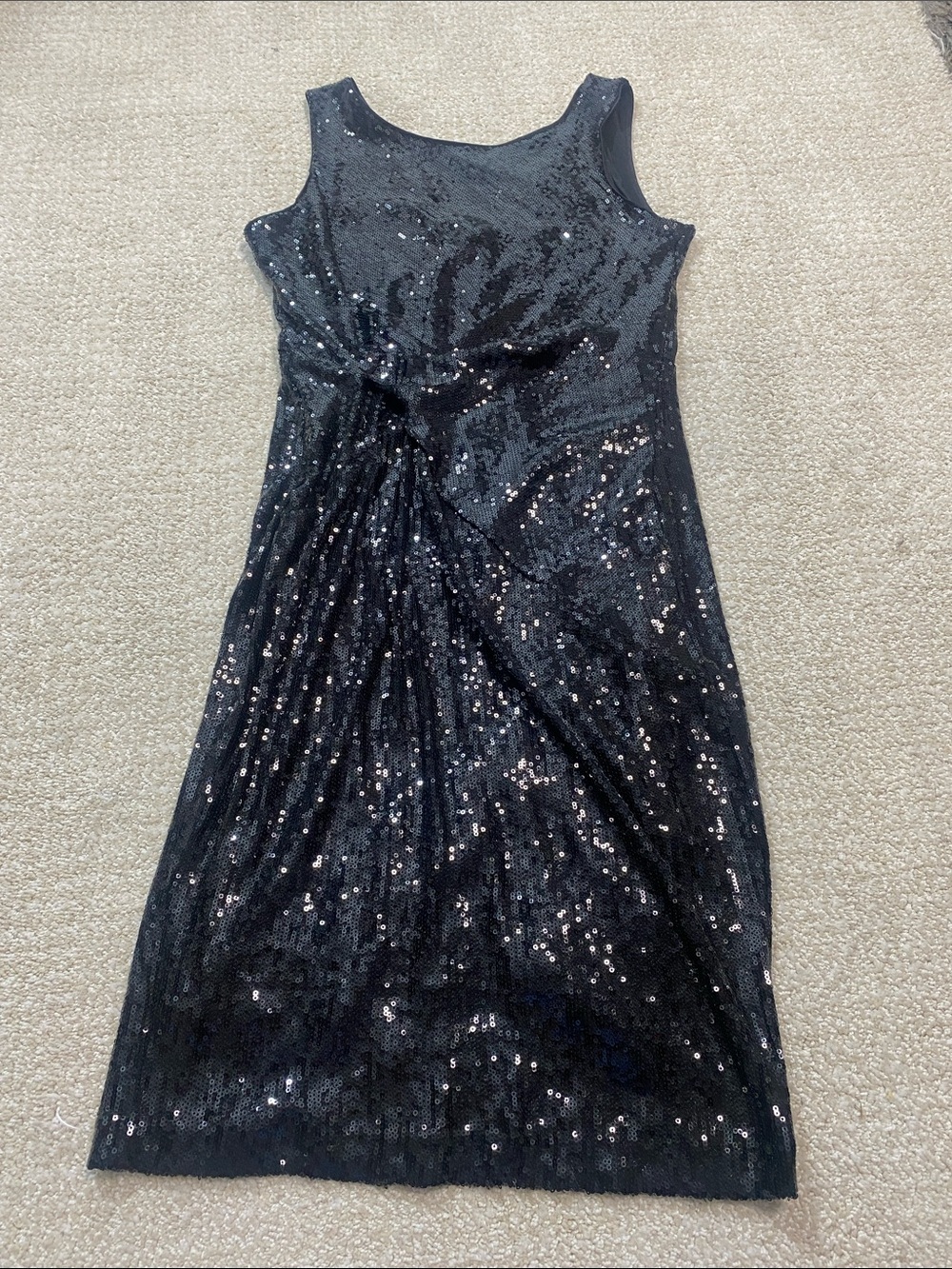 Taylor Black Sequin Twist-Detail Midi Dress Size 4 - Picture 14 of 16